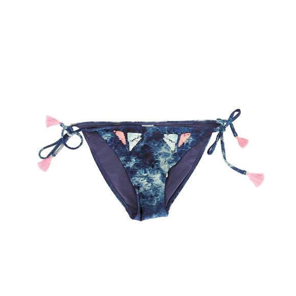 Desigual Eloise Multicolored Sequin Side Tie Pink Tassels Bikini Swim Bottom - L - Picture 2 of 14